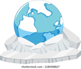Earth and ice icon on whute background illustration