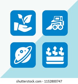 earth icon. 4 earth set with plants, plant, planet and backhoe vector icons for web and mobile app