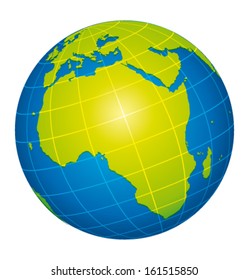 Earth icon. African view. Vector illustration.
