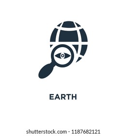 Earth icon. Black filled vector illustration. Earth symbol on white background. Can be used in web and mobile.