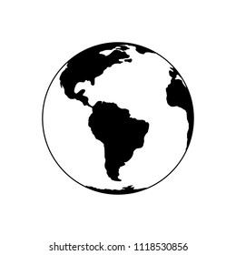 Earth icon black on white background Earth icon black on white background