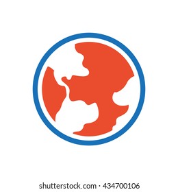 Earth Icon  blue and orange 