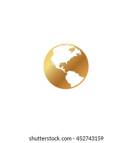 earth icon or button in flat style with long shadow, isolated vector illustration on transparent background