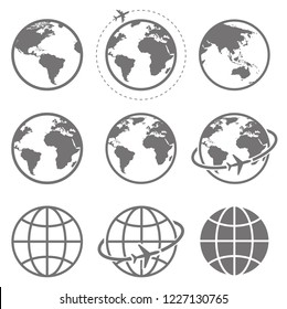 Earth icon collection. Globe. Vector illustration