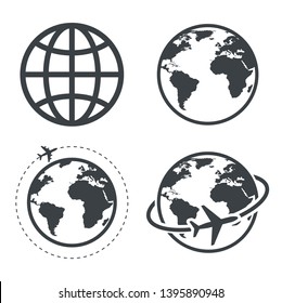 Earth icon collection. Globe. Vector illustration