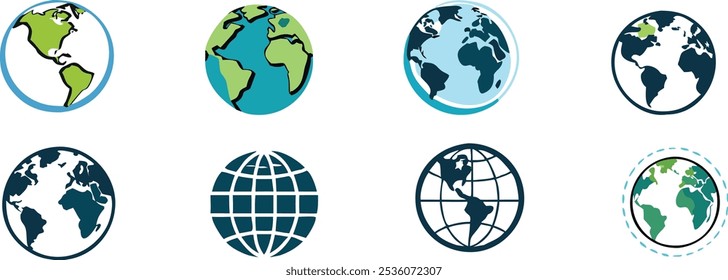 Earth icon collection Globe Vector illustration