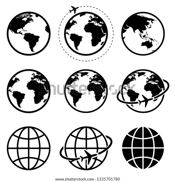 Earth Icon Collection Globe Vector Illustration Stock Vector (Royalty ...