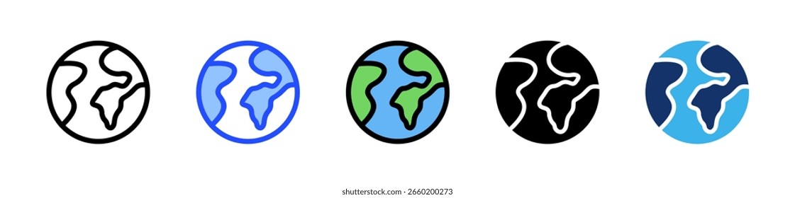 Coleção de Ícones da Terra com Vários Estilos