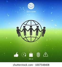 Earth icon. Communication around the world concept. Global community