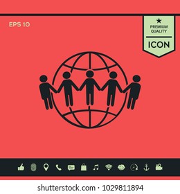 Earth icon. Communication around the world concept. Global community