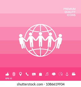 Earth icon. Communication around the world concept. Global community