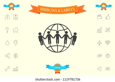 Earth icon. Communication around the world concept. Global community
