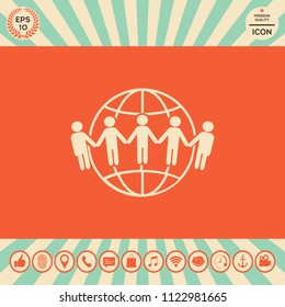 Earth icon. Communication around the world concept. Global community