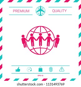 Earth icon. Communication around the world concept. Global community
