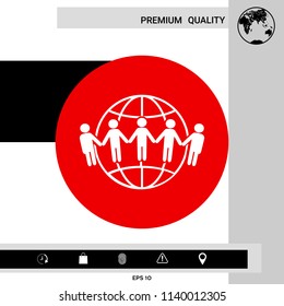 Earth icon. Communication around the world concept. Global community