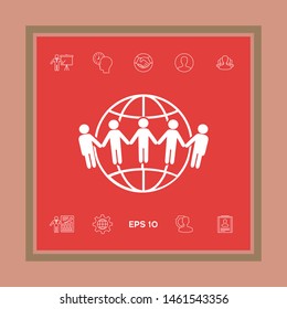 Earth icon. Communication around the world concept. Global community