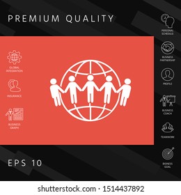 Earth icon. Communication around the world concept. Global community