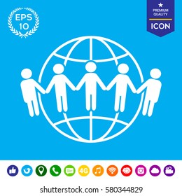 Earth icon. Communication around the world concept. Global community