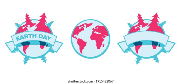 EARTH icon concept vector illustrations. EARTH DAY blue red world icons. Environment, global, earth asset, earth day. EPS 10.
