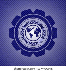 earth icon with denim texture