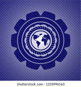 earth icon with denim texture