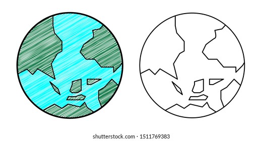 earth icon design vector with texture. editable outline for other style