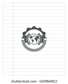 earth icon draw (pencil strokes). Vector Illustration. Detailed.