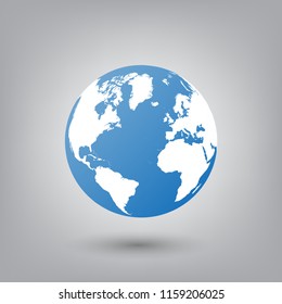 Earth icon in fashionable flat style, isolated on white background. Symbol of the world globe for your website design, logo, interface. Vector illustration