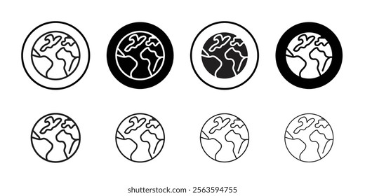 Earth icon Flat art in black and white isolated