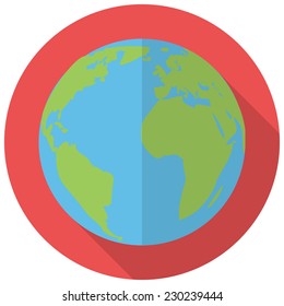 Earth icon (flat design with long shadows)