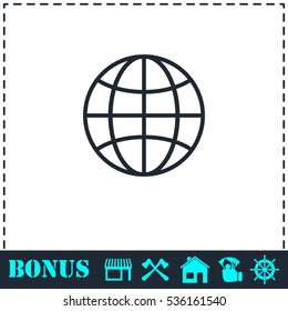 Earth icon flat. Simple vector symbol and bonus icon