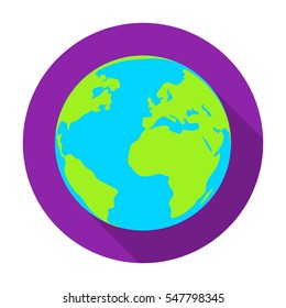 Earth icon in flat style isolated on white background. Bio and ecology symbol stock vector illustration.