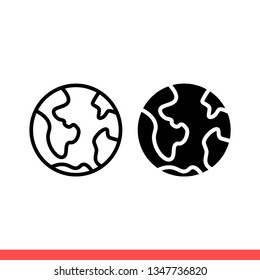 Earth icon in flat vector isolated on white background