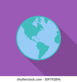 Earth icon. Flat vector related icon with long shadow for web and mobile applications. It can be used as - logo, pictogram, icon, infographic element. Vector Illustration.