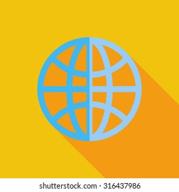 Earth icon. Flat vector related icon with long shadow for web and mobile applications. It can be used as - logo, pictogram, icon, infographic element. Vector Illustration.