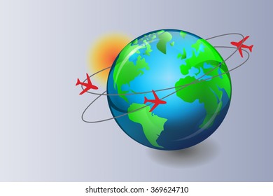 earth icon with flight routes