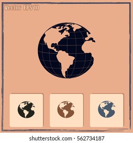 Earth icon. Globe icon