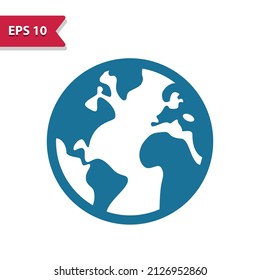 Earth Icon. Globe, Map, Planet. Professional pixel-aligned icon in glyph style.