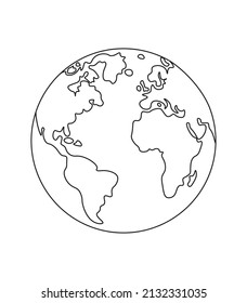 Earth icon, globe planet icon, editable outline earth icon with white background