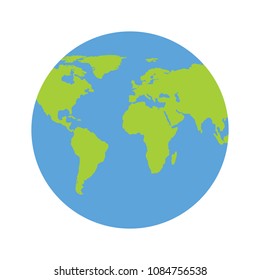Earth icon, globe in trendy flat style isolated on white background. Earth planet world map. Vector.