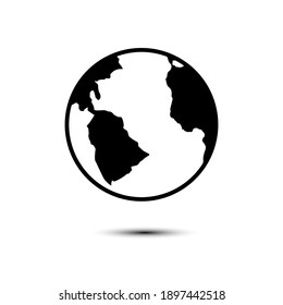 Earth Symbol, Globus-Vektorgrafik, schwarz-weiß