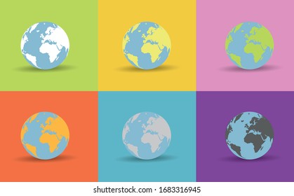 Earth icon. Globe vector illustration EPS10. Planet concept. Colorful