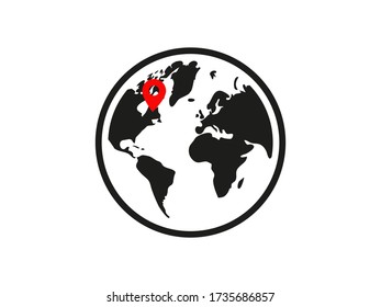 Earth icon. Globe vector illustration EPS10. Planet concept