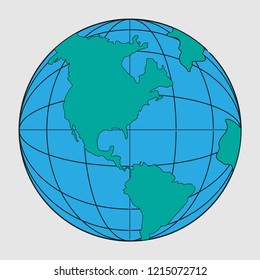 earth icon with hand drawing flat design