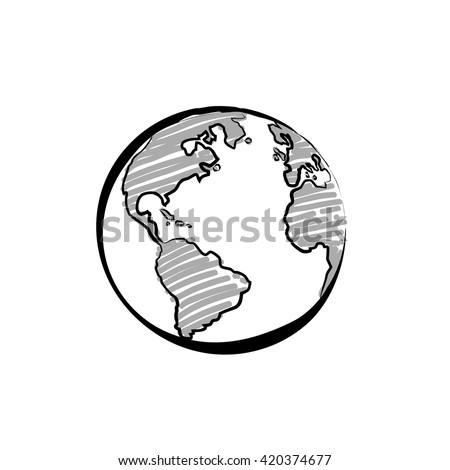 Earth Icon Handdrawn On White Background Stock Vector (Royalty Free