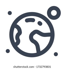 Earth Icon, Illustration of Astronomy, Geographic, Sky, Solar System  with Filled and Line Style for Website User Interface  Mobile and Wallpaper