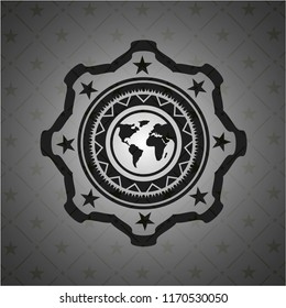 earth icon inside black badge