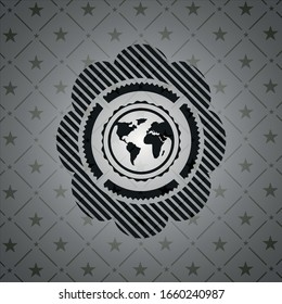 icono de tierra dentro del emblema negro. Vintage.