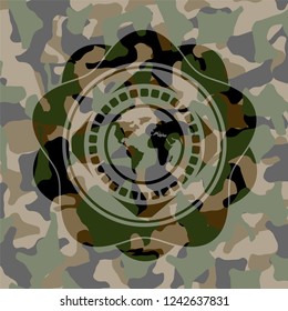 earth icon inside camo texture