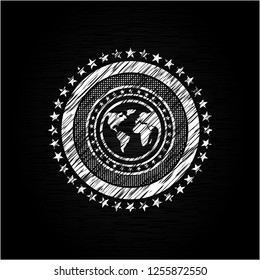 earth icon inside chalk emblem